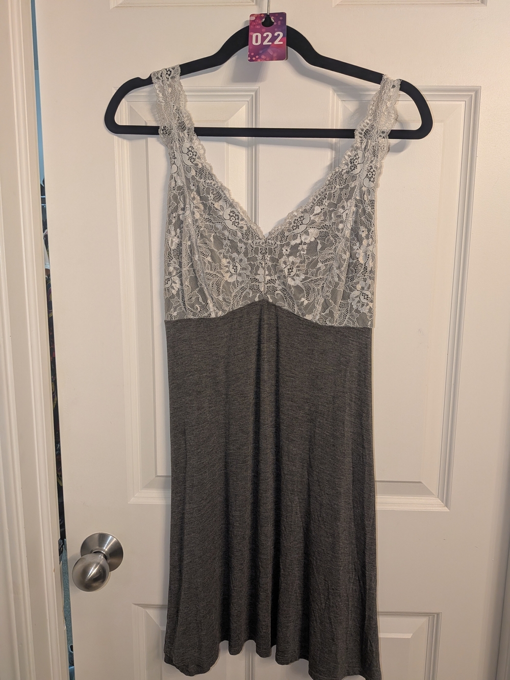 Felina Gray Chemise with Cream Lace Bodice
